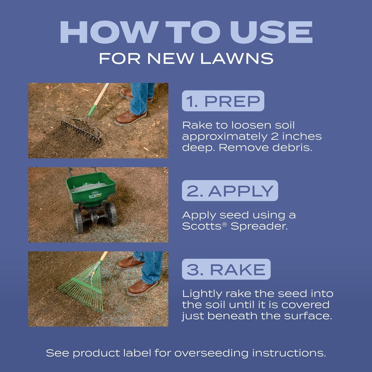 image:imageScotts Turf Builder Grass Seed HeatTolerant Blue Mix for Tall Fescue Lawns Grass Seed Plus Lawn Fertilizer and Soil Improver Covers Up to 1400 sq ft 56 lb56 lb