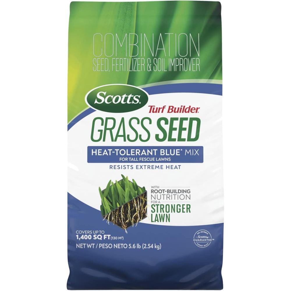 image:imageScotts Turf Builder Grass Seed HeatTolerant Blue Mix for Tall Fescue Lawns Grass Seed Plus Lawn Fertilizer and Soil Improver Covers Up to 1400 sq ft 56 lb56 lb